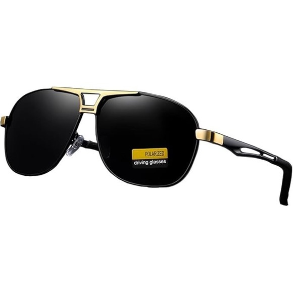Polarized Sunglasses Gold Trim Black Lenses Driving Glasses Hip Hop 2026 Women - Picture 4 of 11
